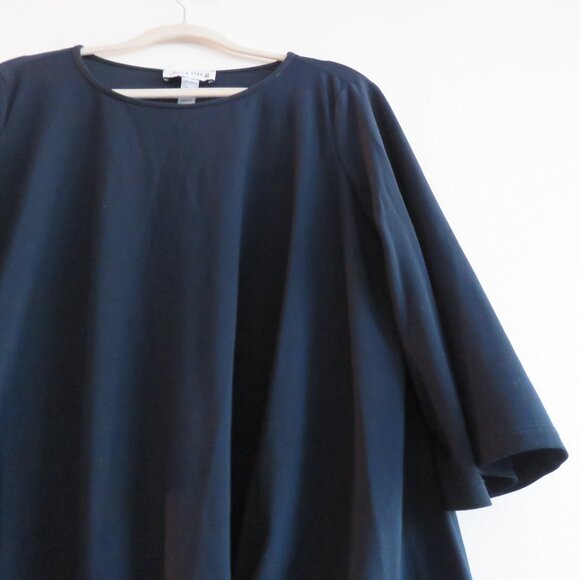 JOSEPH RIBKOFF Knot Hem Stretch Top in Navy Office Minimalist Comfort Size US 10 - Picture 6 of 14